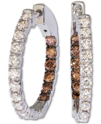 Le Vian - Nude Diamond & Chocolate Diamond In & Out Small Hoop Earrings (1 ct. t.w.) in 14k Gold