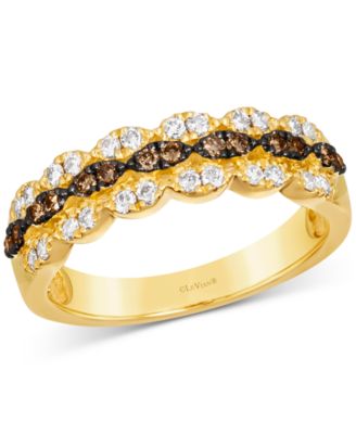 Le Vian - Nude Diamond & Chocolate Diamond Triple Row Ring (3/8 ct. t.w.) in 14k Gold