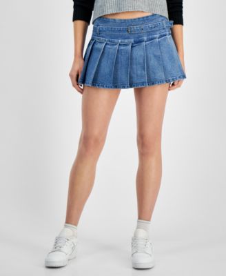 Madden Girl - Juniors' Pleated Plaid Mini Skirt