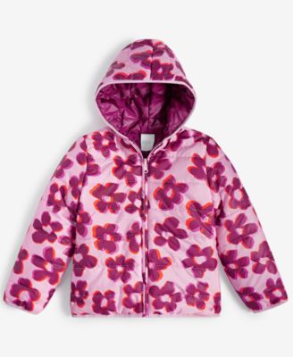 Epic Threads - Little & Big Girls Blurred Floral Reversible Hooded Puffer Jacket