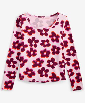 Epic Threads - Little & Big Girls Long-Sleeve Blurred Floral Top