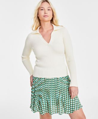 On 34th - Women's Johnny Collar Ribbed Pullover