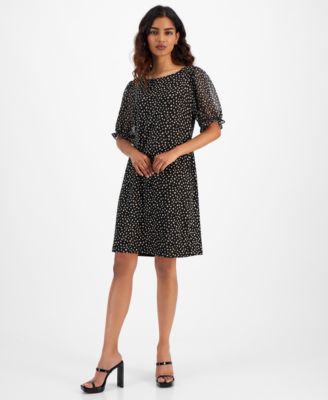 Connected - Petite Short-Sleeve Round-Neck Sheath Dress