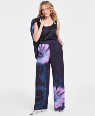 I.N.C. International Concepts - Women's High-Rise Wide-Leg Satin Pants