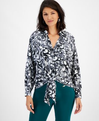 I.N.C. International Concepts - Women's Printed Tie-Front Blouse