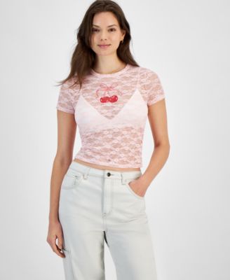 Ultra Flirt - Juniors' Graphic Lace Top
