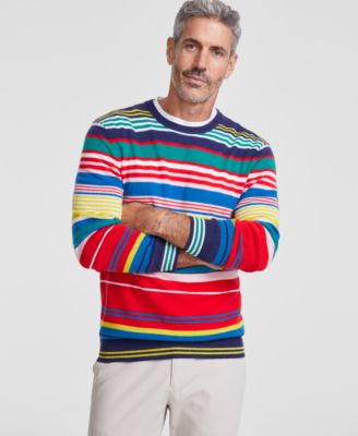 Club Room - Men's Printed Stripe Cashmere Crewneck Sweater