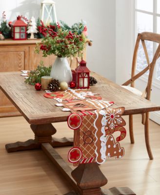 Elrene - Gingerbread Cutwork Fabric Runner, 14"x 72"
