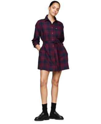 Tommy Jeans - Women's Belted Checkered Shirt Dress