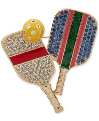 Anne Klein - Gold-Tone Pav&eacute; & Glitter Pickleball Pin