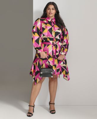KARL LAGERFELD PARIS - Plus Size Handkerchief-Hem Shirtdress
