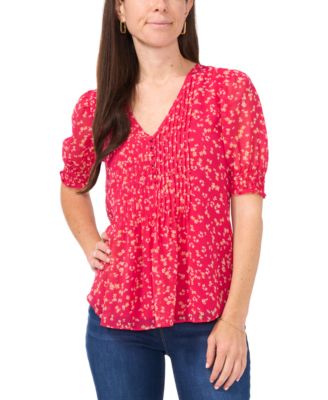 Sam & Jess - Petite Floral-Print Pintucked Blouse