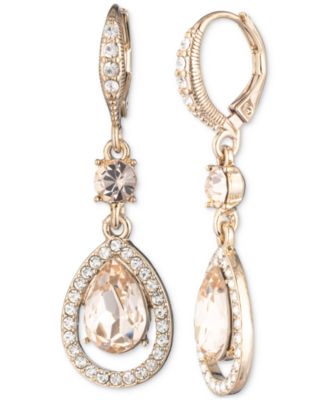 Givenchy - Gold-Tone Mixed Cut Crystal Double Drop Earrings