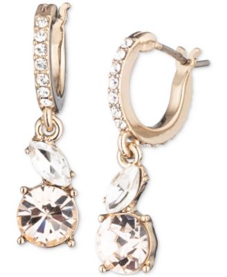 Givenchy - Gold-Tone Mixed Crystal Charm Hoop Earrings