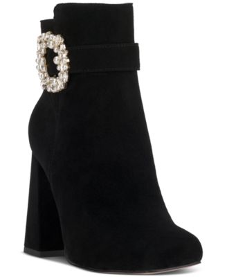 Jessica Simpson - Women's Luminna Embellished Buckle Block-Heel Booties