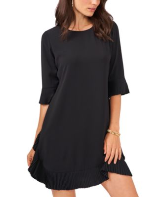 MSK - Women's Pleated Ruffle-Trim 3/4-Sleeve Dress