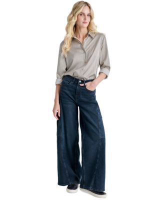 DKNY Jeans - Women's High-Rise Wide-Leg Cargo Jeans