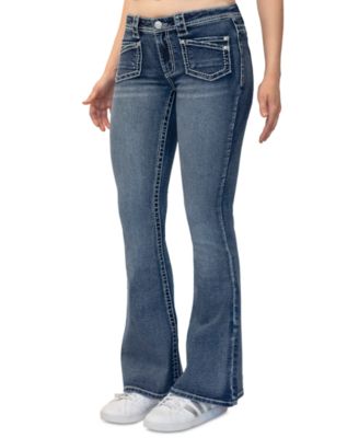 Madden Girl - Juniors' Heavy-Stitch Flare-Leg Jeans