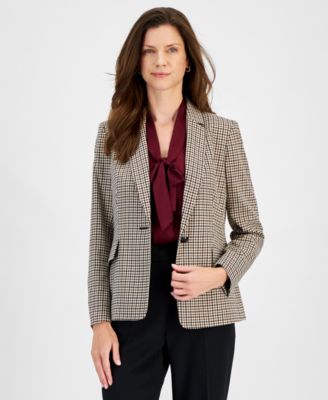Kasper - Women's Houndstooth One-Button Jacket