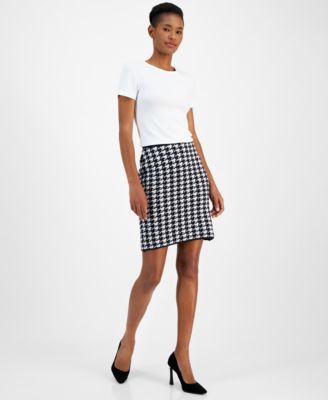 HUGO - Women's Sorperia Houndstooth-Print Pull-On Skirt