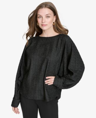Halston - Women's Textured Dolman-Sleeve Cuffed Blouse