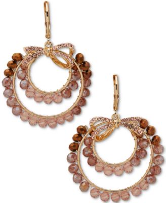 lonna & lilly - Gold-Tone Pav&eacute; Bow Beaded Orbital Drop Earrings