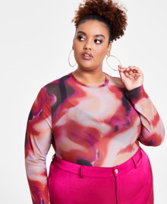 Nina Parker - Trendy Plus Size Camo Mesh Top