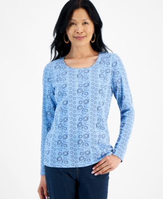 Style & Co - Women's Floral Vine Scoop-Neck Top, Created for Macy's