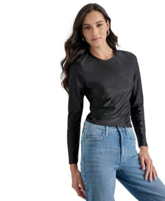 DKNY Jeans - Women's Studded Crewneck Long-Sleeve Top