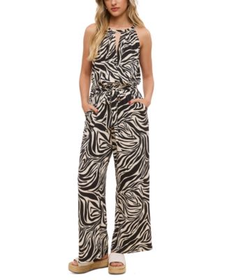 John Paul Richard - Petite Printed Jersey Cut-Out Halter Jumpsuit