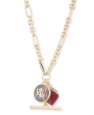 Lauren Ralph Lauren - Gold-Tone Logo Tortoise-Look Multi-Charm 17" Pendant Necklace