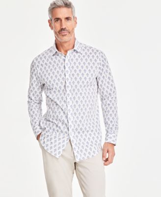 Club Room - Men's Royal Foulard Refined Woven Long-Sleeve Button-Down Shirt