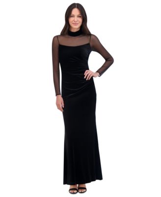 Eliza J - Women's Velvet Mock-Neck Gown