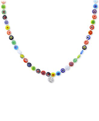 Giani Bernini - Cubic Zirconia Bezel Catseye Beaded Pendant Necklace in Sterling Silver, 16" + 2" extender