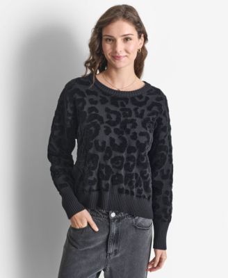 DKNY - Women's Round-Neck Animal Chenille Sweater