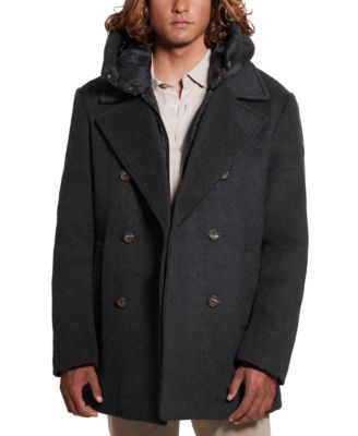 GUESS - Men's Peacoat with Removable Nylon Hooded Inset