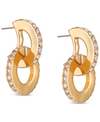 GUESS - Gold-Tone Pav&eacute; Linked Circle Drop Earrings