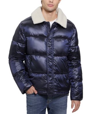 GUESS - Men's Puffer Jacket with Sherpa Collar