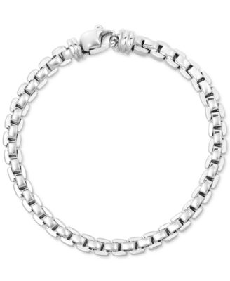 Italian Silver - Men's Venezia Box Link Chain Bracelet in Sterling Silver