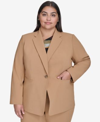 DKNY - Plus Size Notched-Collar One-Button Jacket