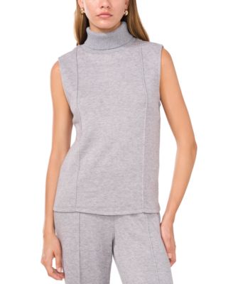 Vince Camuto - Women's Brushed Knit Turtleneck Sleeveless Sweater