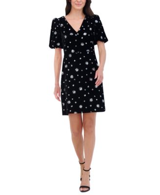 Eliza J - Women's Sequined Puff-Sleeve A-Line Dress