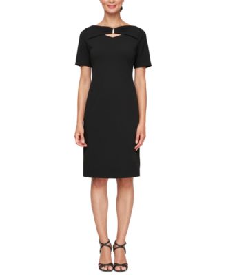 SL Fashions - Women's Cutout-Neckline Short-Sleeve Dress