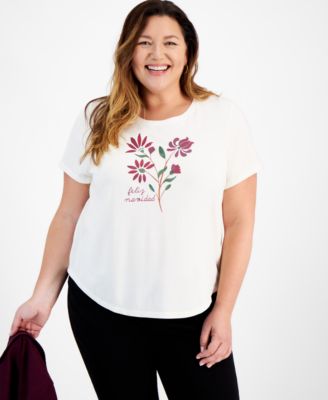 Style & Co - Plus Size Whimsy Graphic Scoop-Neck T-Shirt
