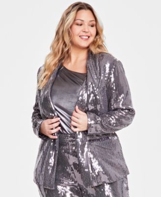 I.N.C. International Concepts - Plus Size Sequined Blazer, Created for Macy's