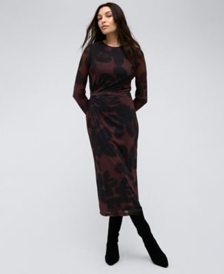 Kenneth Cole - Women's Knot-Front Long-Sleeve Maxi Dress