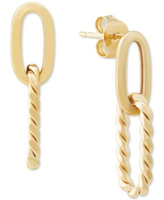 Macy's - Polished & Twisted Paperclip Link Drop Earrings in 14k Gold