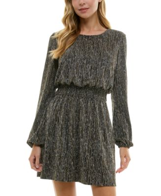 City Studios - Juniors' Smocked-Waist Fit & Flare Dress