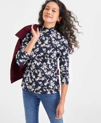 Style & Co - Women's Printed Mock Neck Top