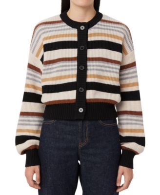 Frank And Oak - Women's Striped Wool Blend Button-Front Cardigan